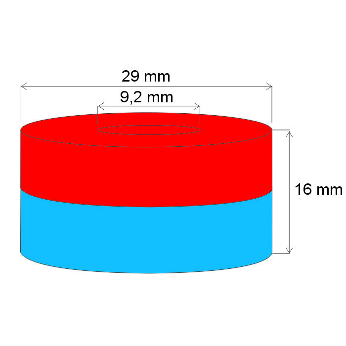 Neodímium gyűrű mágnes ø29xø9,2x16 N 120 °C, VMM9H
