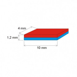 Neodímium hasáb mágnes 10x4x1,2 Au 80 °C, VMM10-N50
