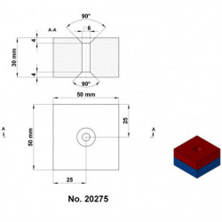 Neodímium hasáb mágnes 50x50x30 N 80 °C, VMM10