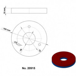 Neodímium gyűrű mágnes ø104xø36x15 N 80 °C, VMM9-N48