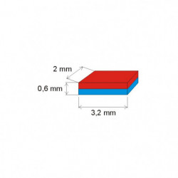 Neodímium hasáb mágnes 3,2x2x0,6 N 150 °C, VMM8SH-N45SH