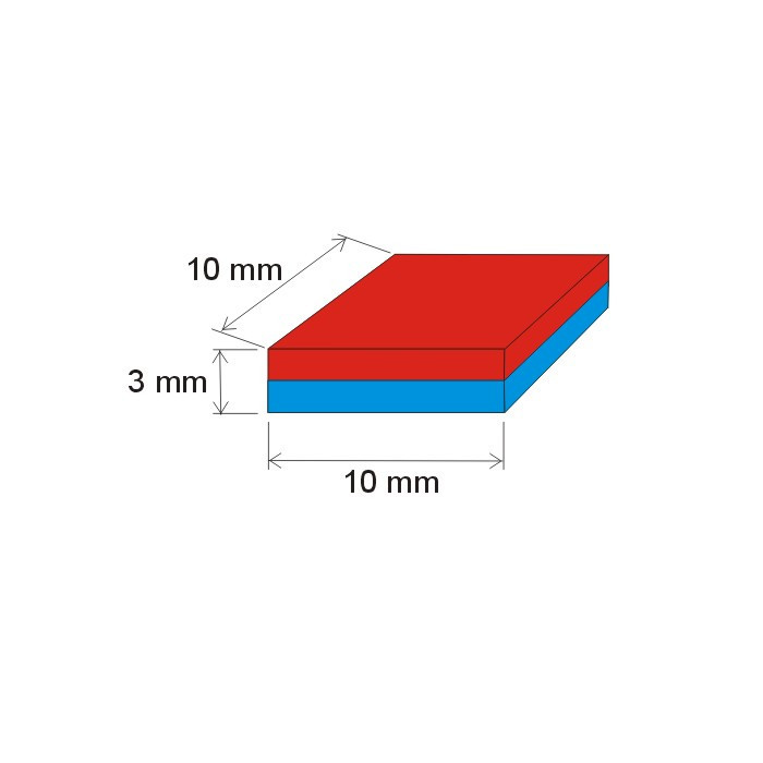 Neodímium hasáb mágnes 10x10x3 N 150 °C, VMM7SH-N42SH