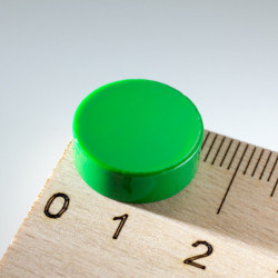 Erősebb színes kör alakú mágnes 15x5 zöld