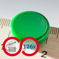 Erősebb színes kör alakú mágnes 20x5 zöld - szett 126 db