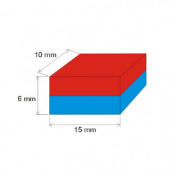 Neodímium hasáb mágnes 15x7,5x5 N 80 °C, VMM4-N35
