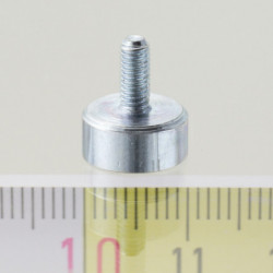 Mágnes lencse száras 10 mm, magasság 4,5 mm, külső menettel M3, menet hossz 7 mm