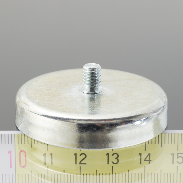 Mágnes lencse száras 47 mm, magasság 17,0 mm, külső menettel M6, menet hossz 8 mm