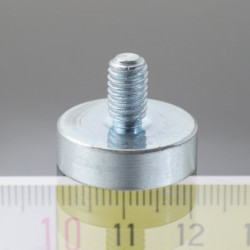 Mágnes lencse száras 20 mm, magasság 6,0 mm, külső menettel M6, menet hossz 10 mm