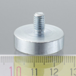 Mágnes lencse száras 25 mm, magasság 7,0 mm, külső menettel M6, menet hossz 10 mm