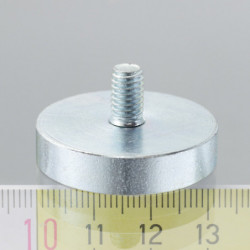 Mágnes lencse száras 32 mm, magasság 7,0 mm, külső menettel M6, menet hossz 10 mm