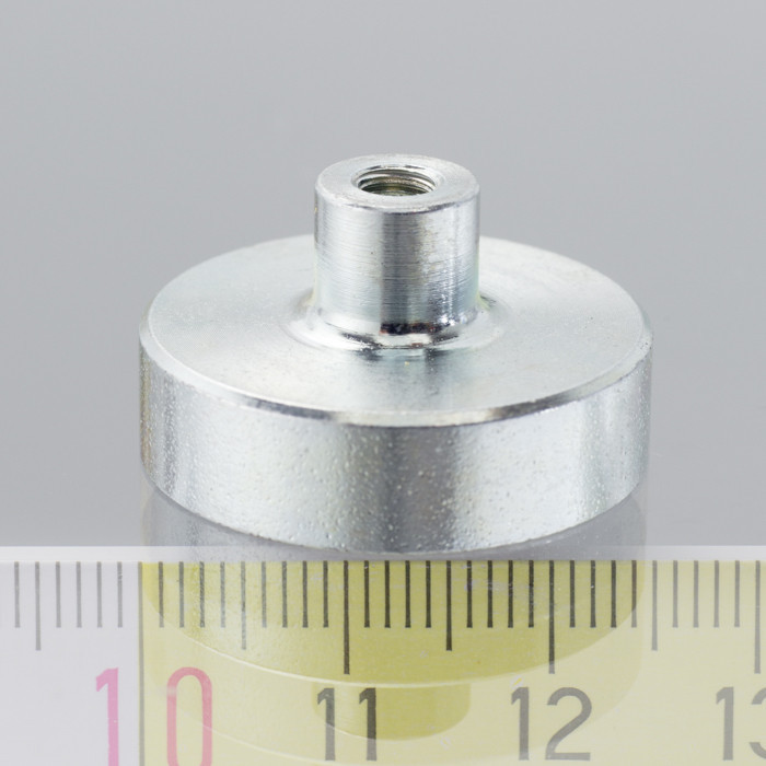 Mágnes lencse száras 25 mm, magasság 7,0 mm, belső menettel M4, menet hossz 7 mm, SmCo mágnes