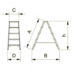 Alumínium kétoldalas lépcsők - ALVE FORTE PROFI 9403 típus - 3 lépcső / fokok