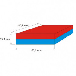 Neodímium hasáb mágnes 50,8x50,8x25,4 N 80 °C, VMM6-N40