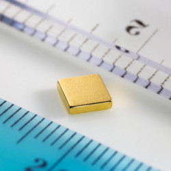 Neodímium hasáb mágnes 5x5x1,2 Au 80 °C, VMM10-N50