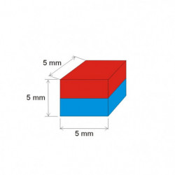 Neodímium hasáb mágnes 5x5x5 Au 80 °C, VMM7-N42