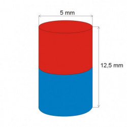 Neodímium henger mágnes ø5x12,5 N 80 °C, VMM8-N45