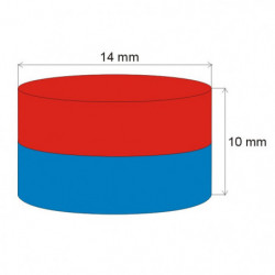 Neodímium henger mágnes ø14x10 N 80 °C, VMM5-N38