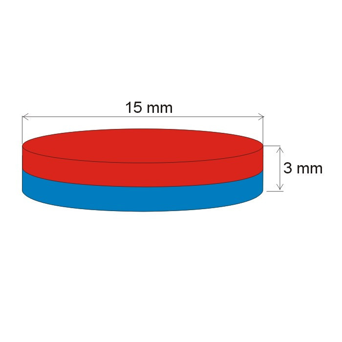 Neodímium henger mágnes ø15x3 N 80 °C, VMM8-N45