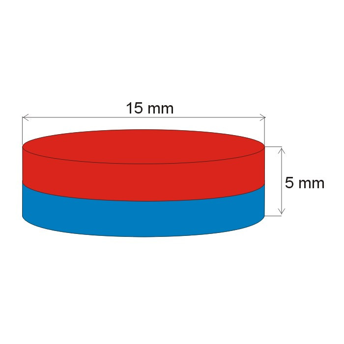 Neodímium henger mágnes ø15x5 N 80 °C, VMM4-N35