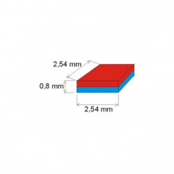 Neodímium hasáb mágnes 2,54x2,54x0,8 P 150 °C, VMM6SH