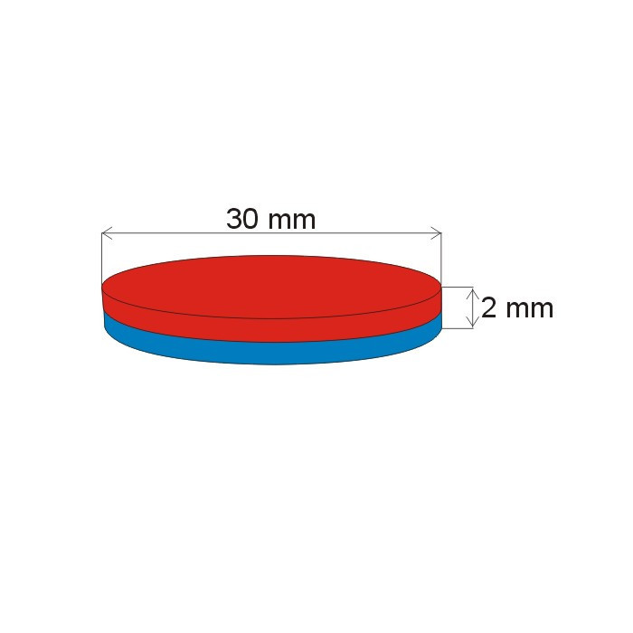 Neodímium henger mágnes ø30x2 N 80 °C, VMM5-N38